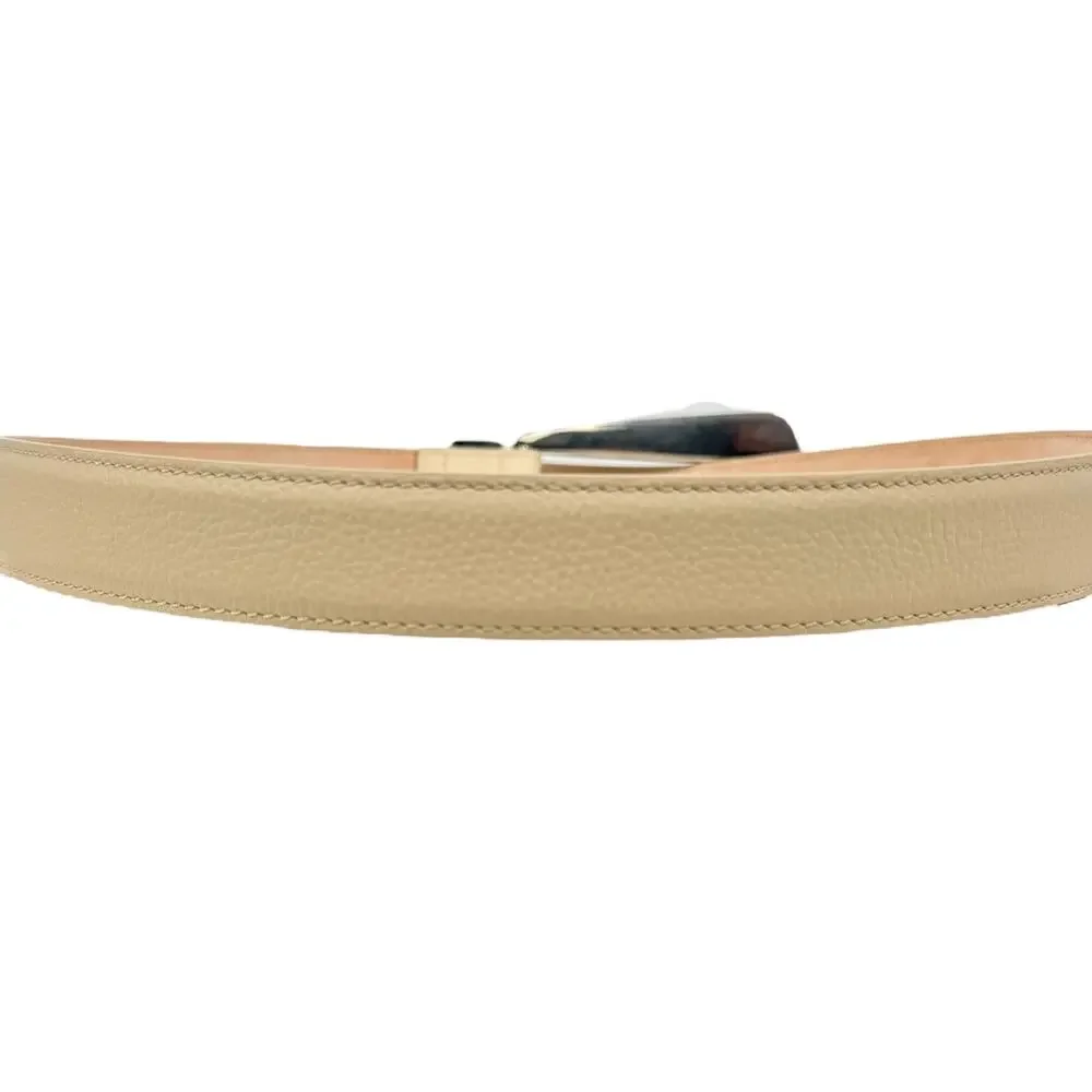 Khaite Lucca Leather Belt Solid Brass Buckle Dark Ivory Size 90/36